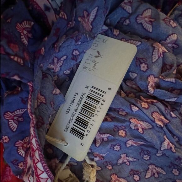 Incredibly Rare Spell Sunset Road Frill Purple and Red Maxi Dress - Picture 6 of 7